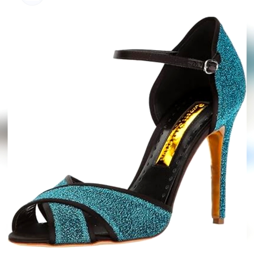 Rupert Sanderson Teal Glitter Heels